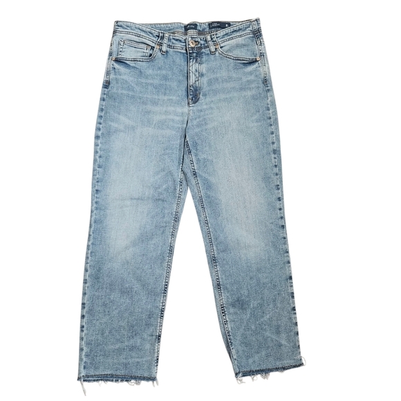 J. Jill High Rise Straight Leg Crop Denim Jeans Women 8 Regular Blue - Picture 2 of 11